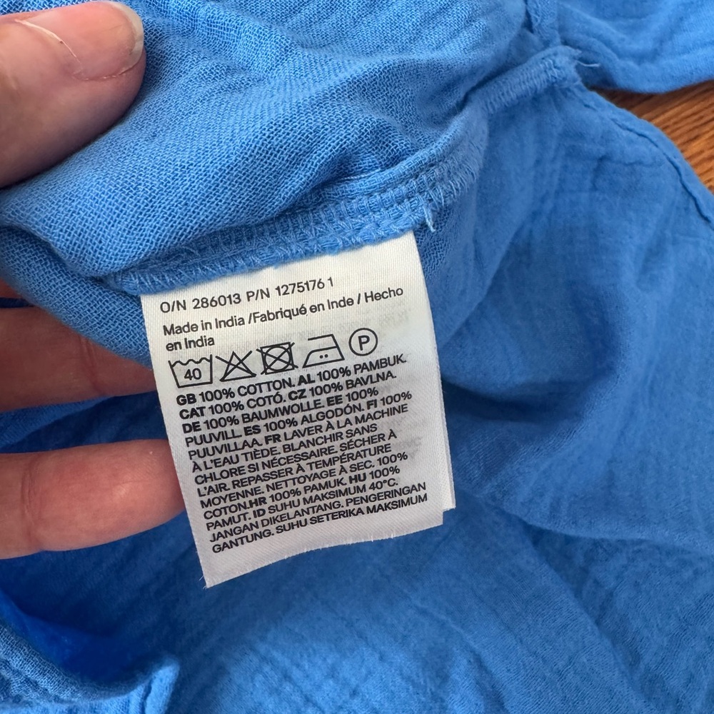 H&M Blue Muslin Tie Front Blouse - Picture 8 of 9